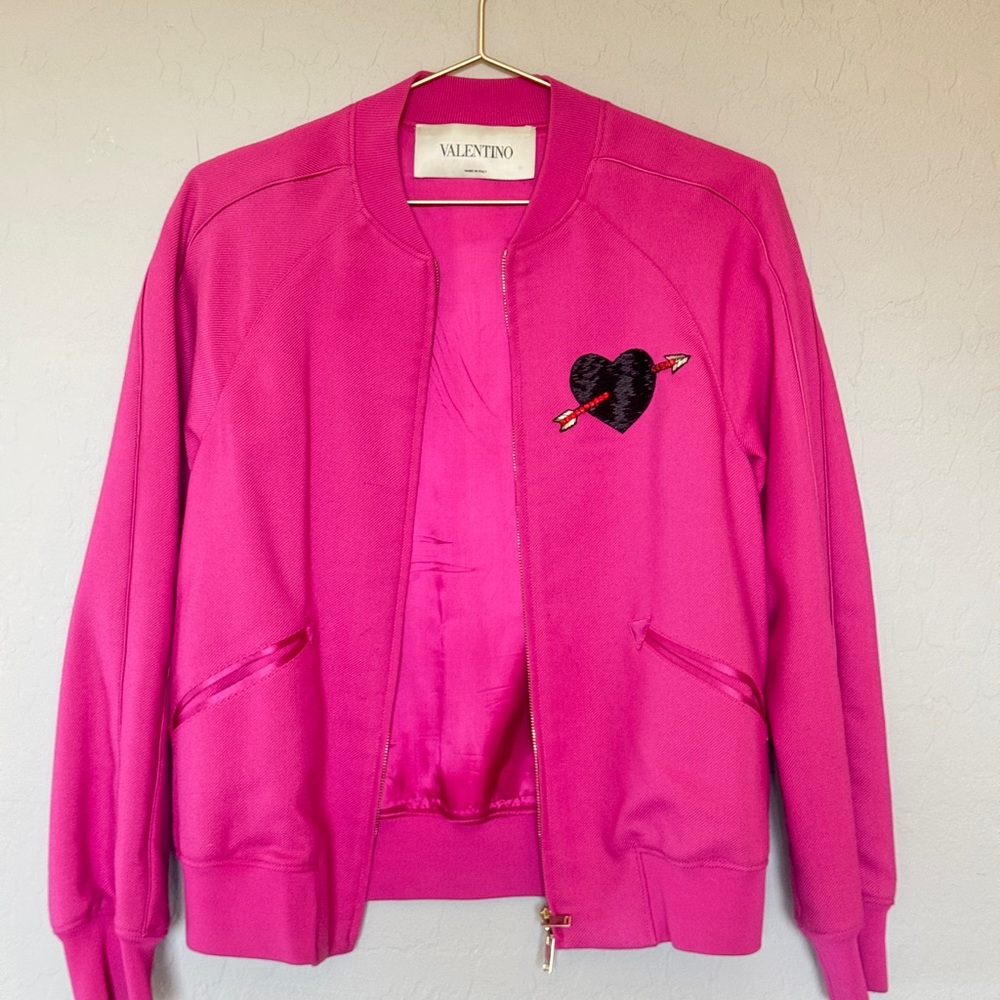 Valentino Pink Bomber Jacket with Heart Detail